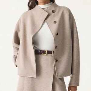 OGL FuzzLuxe Minimalist Stand Collar Cropped Jacket with Pockets Size Small